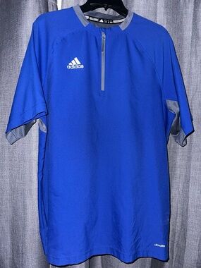 adidas Men’s Royal Blue Short-Sleeve Training Polo with Gray Trim
